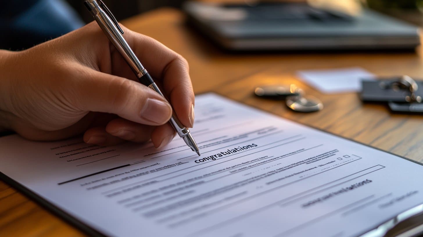 Customer signing paperwork for an EV deal at a dealership