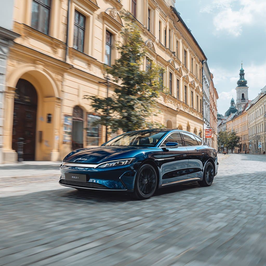 BYD Seal electric sedan on a European city street