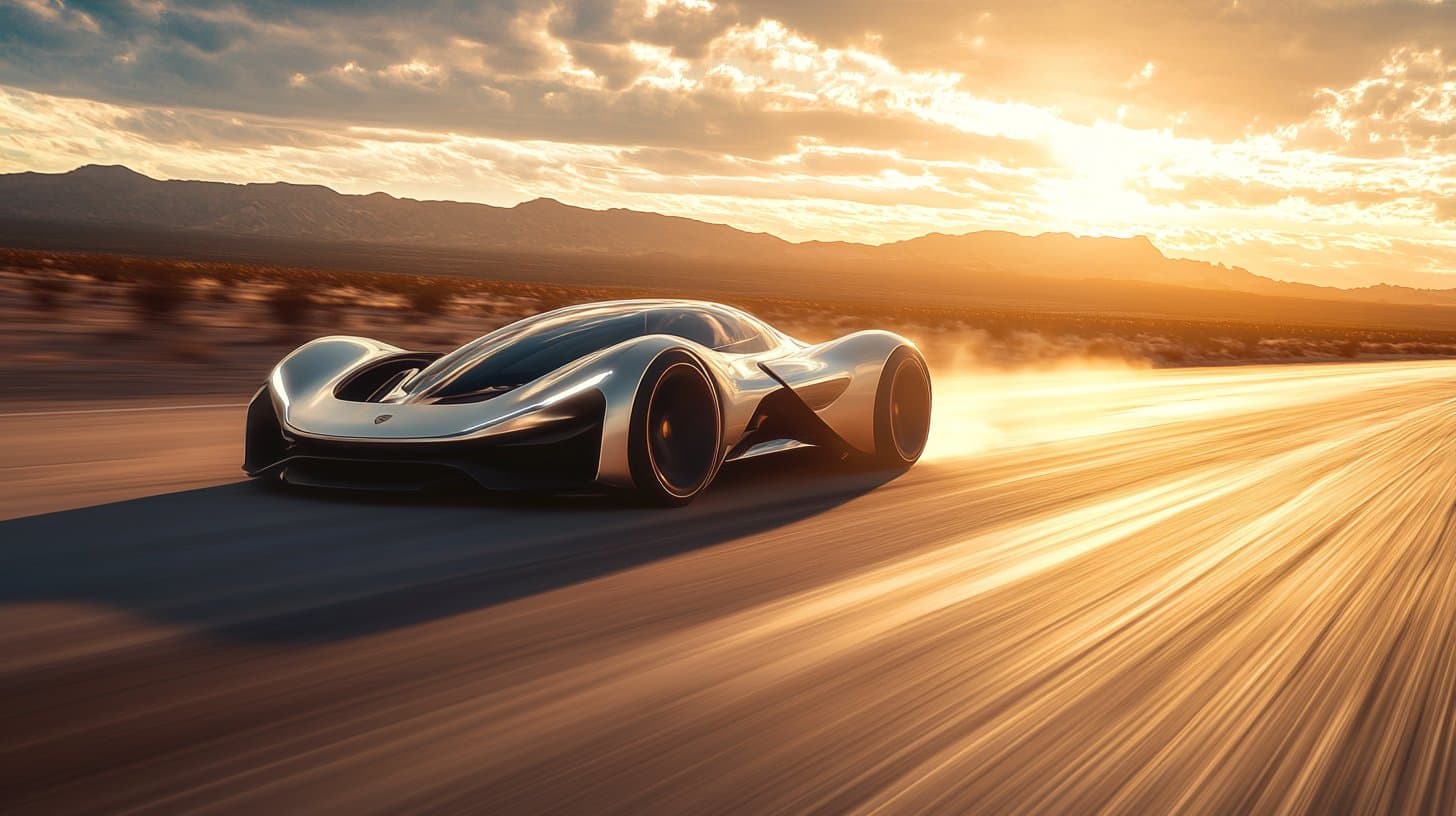 Tesla Roadster at high speed on test track