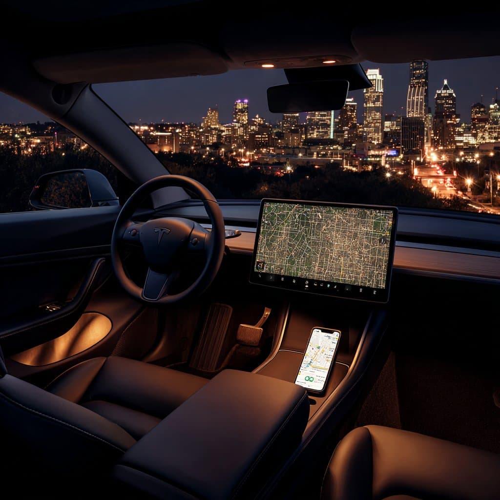 Map showing Tesla Robotaxi and Waymo service coverage across Texas and Florida