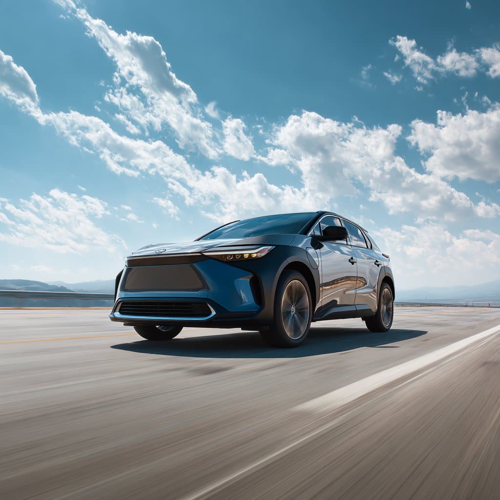 Toyota bZ4X electric SUV driving on highway