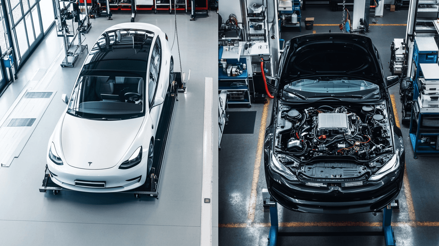 Split comparison of electric vehicle and gas car maintenance