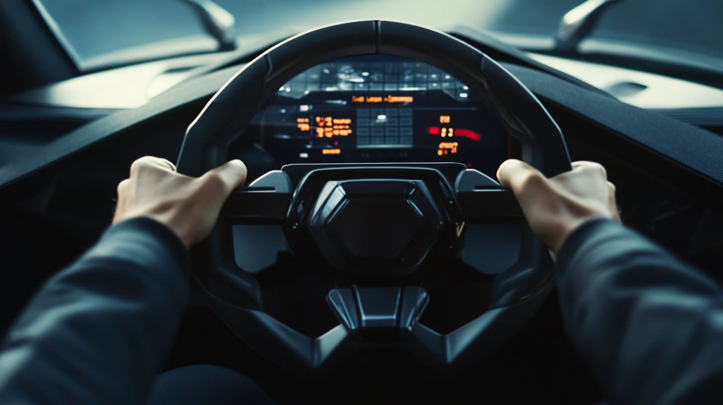 Mercedes EQS yoke steering wheel with steer-by-wire